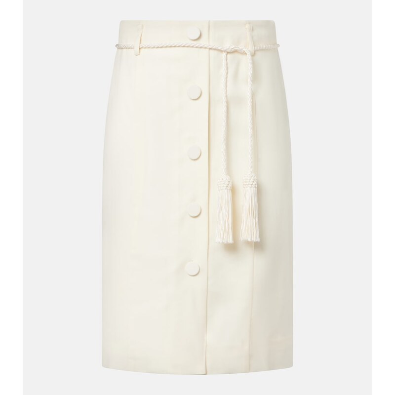 Posse Elspeth belted wool midi skirt