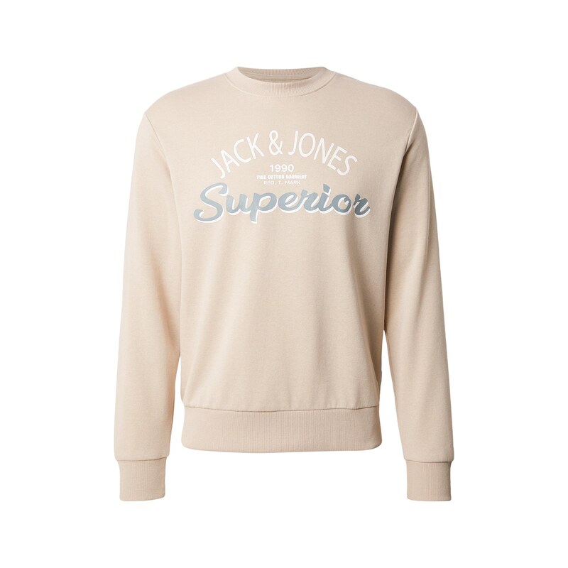 JACK & JONES Mikina JWHMilo béžová / světlemodrá / bílá
