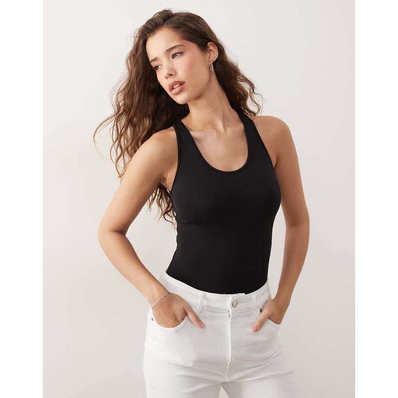 ARKET 4 way stretch active bodysuit in black