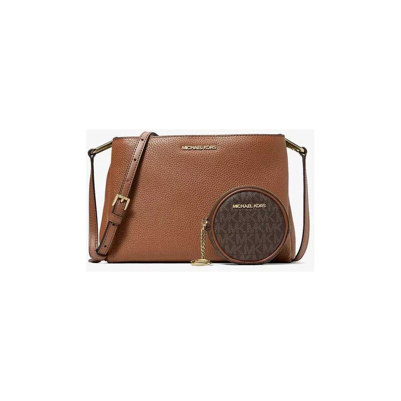 MICHAEL KORS kožená crossbody s peněženkou v dárkovém balení hnědá