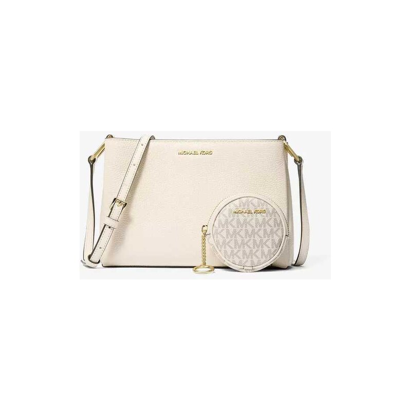 MICHAEL KORS kožená crossbody s peněženkou v dárkovém balení mléčná