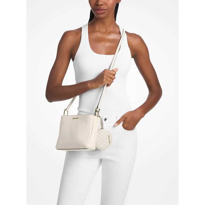 MICHAEL KORS kožená crossbody s peněženkou v dárkovém balení mléčná