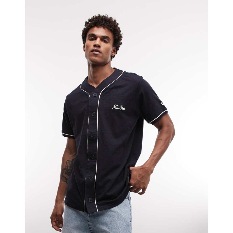 New Era logo baseball short sleeve jersey in navy