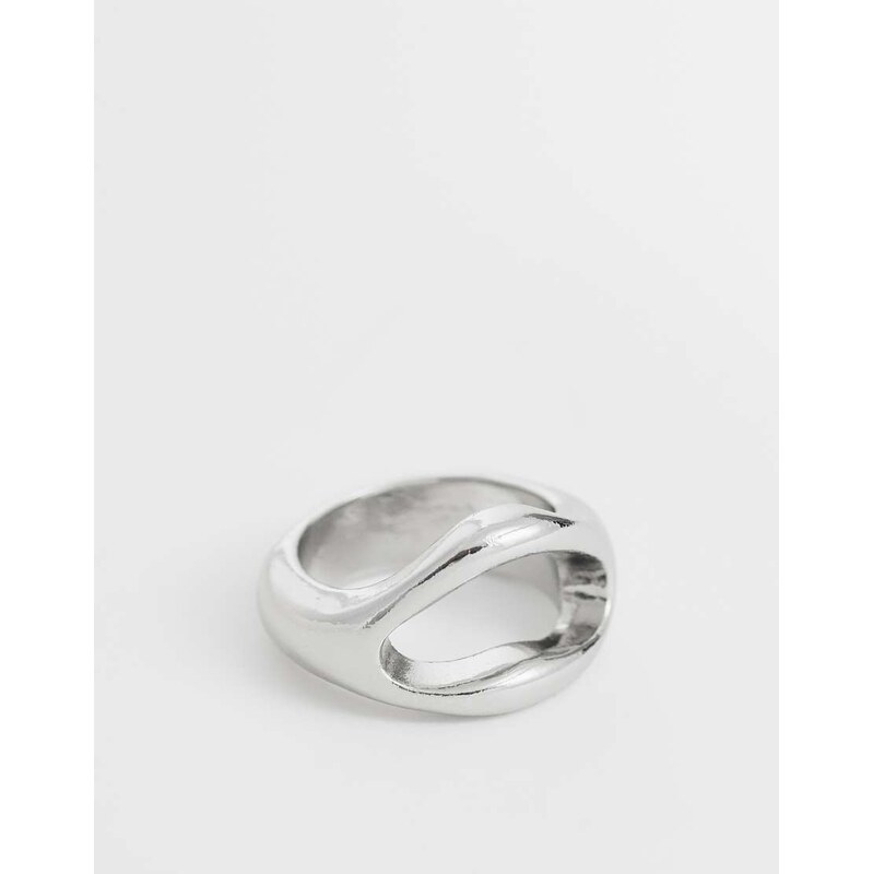 ASOS DESIGN open top molten ring in silver