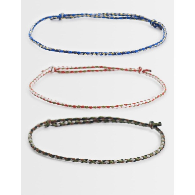 ASOS DESIGN 3 pack puller rope cord bracelet in multi 115491709