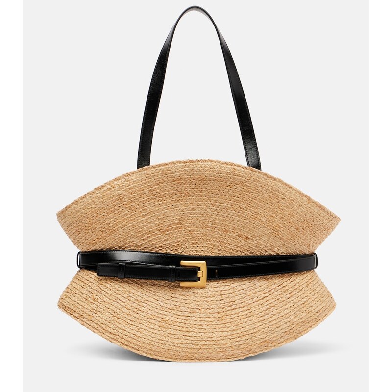 Balmain Shuffle Medium raffia tote bag
