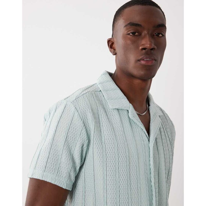 Brave Soul co-ord short sleeve shirt with revere collar in light