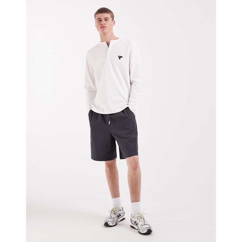 ASOS DESIGN mid length elasticated jort in charcoal-Grey
