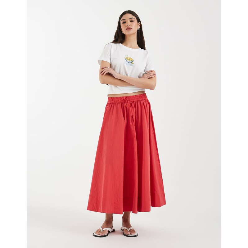 & Other Stories full circle maxi skirt in bright red