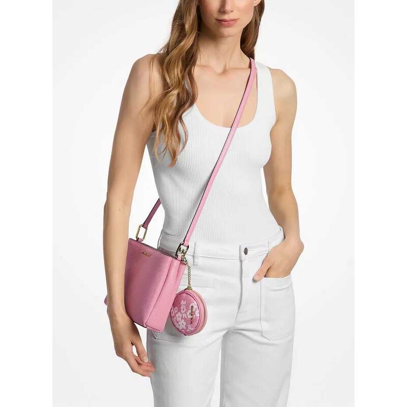 MICHAEL KORS kožená crossbody s peněženkou v dárkovém balení růžová