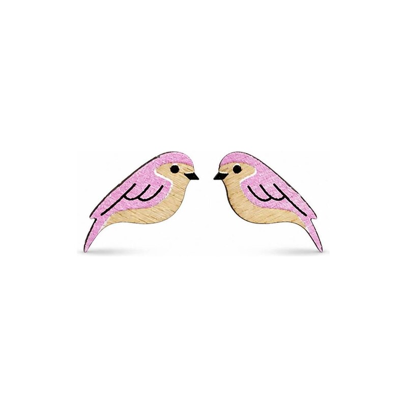 AMADEA Dřevěné náušnice pecky ptáček, 2 cm, český výrobek 112849527