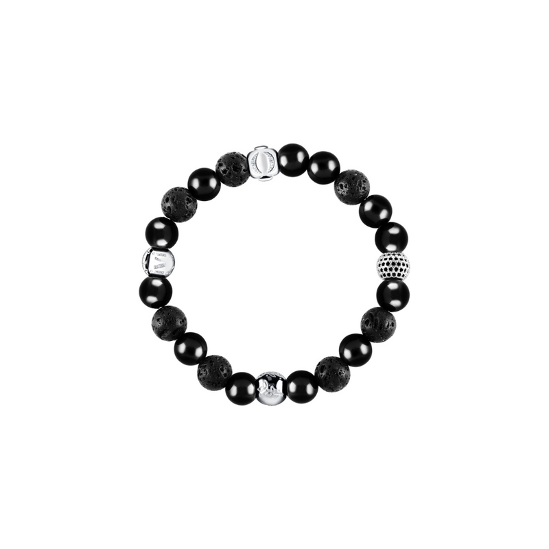 Olivie TERRA náramek ONYX & LÁVA SILVER 10039
