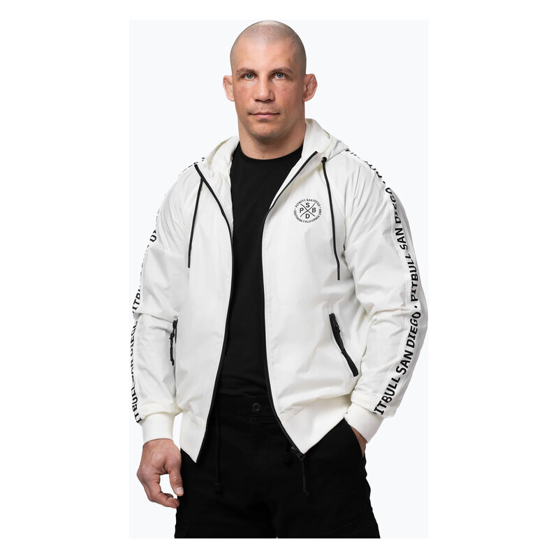 Pánská bunda Pitbull Athletic Tape Nylon Hooded off white