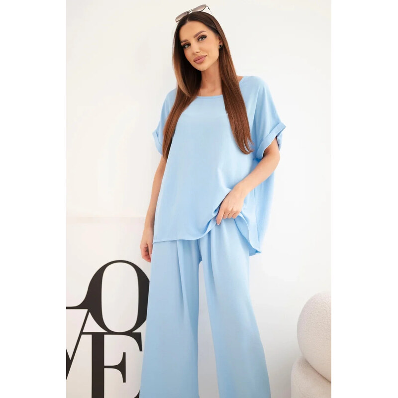 K-Fashion Dámský komplet Plus Size halenka a kalhoty s širokými