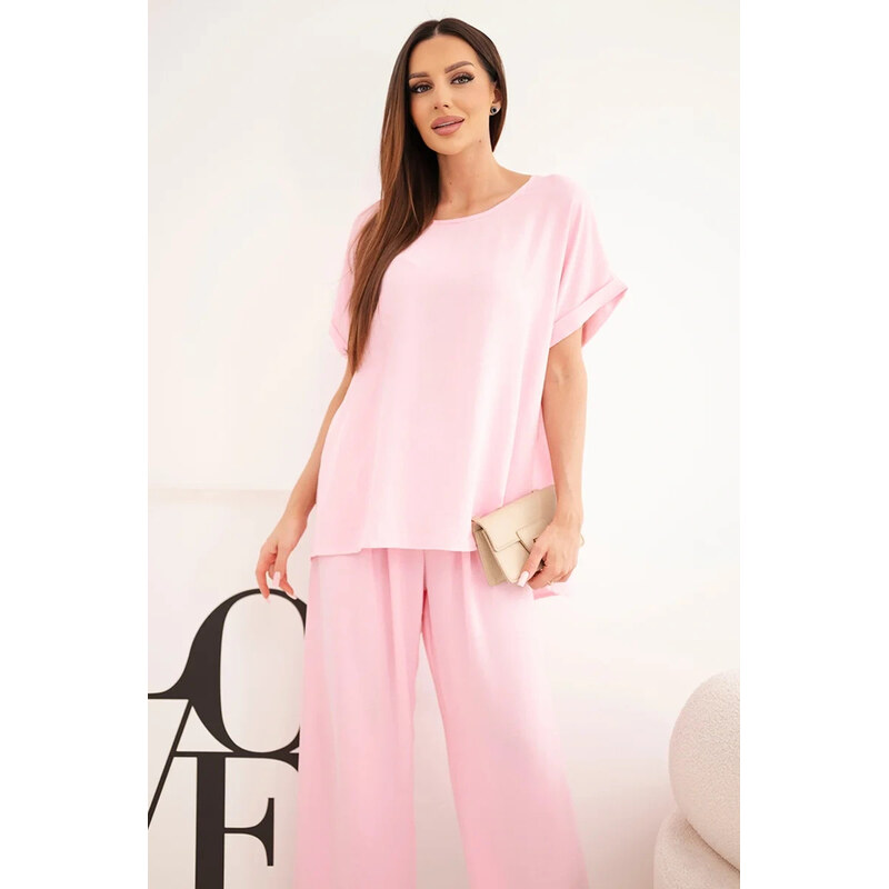 K-Fashion Dámský komplet Plus Size halenka a kalhoty se širokou
