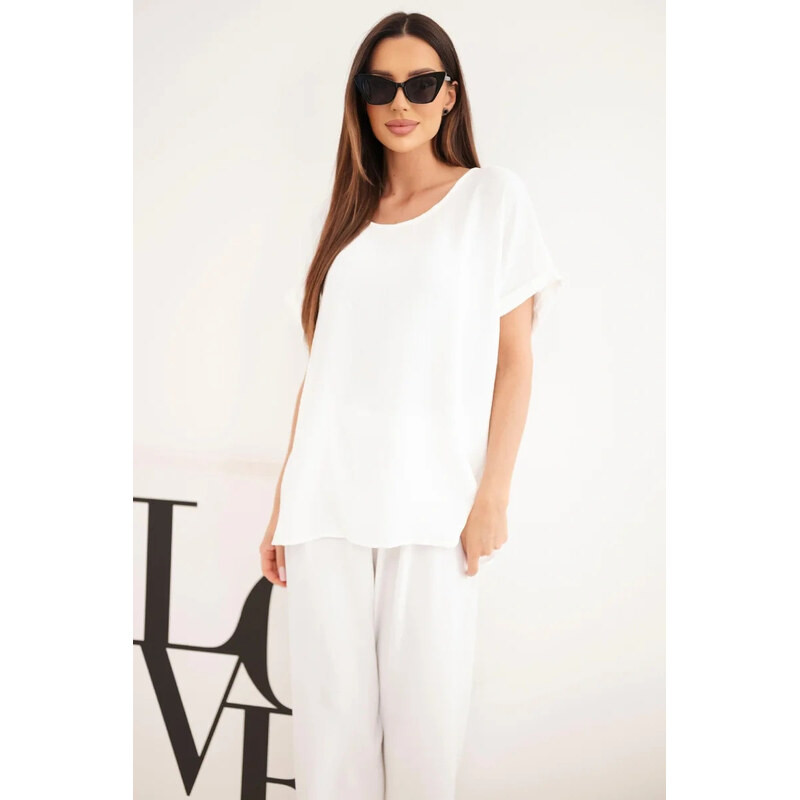 K-Fashion Dámský komplet Plus Size, halenka a kalhoty se širokými 115487971