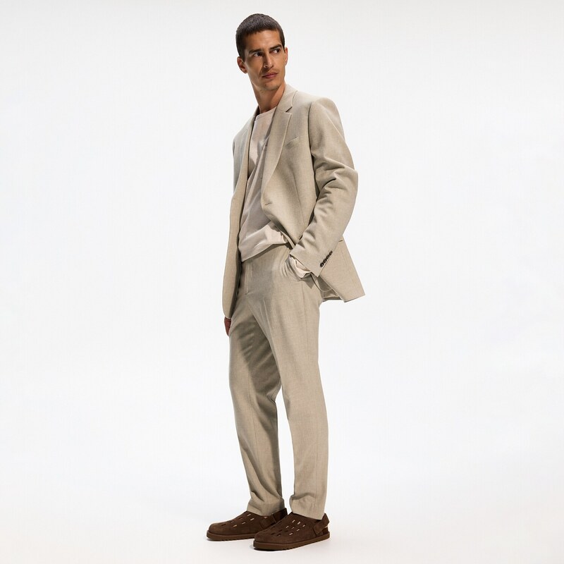 Reserved - Oblekové kalhoty slim fit - světle olivová