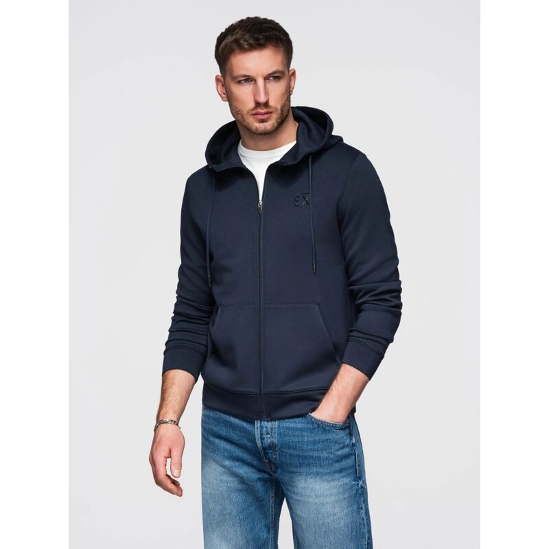 Ombre Clothing Pánská tmavě modrá mikina na zip V4 SZBC-0196