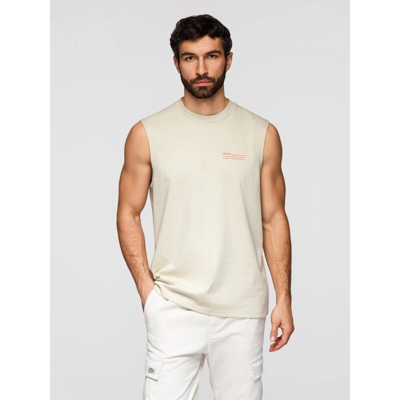Ombre Clothing Krémové tílko se širokými ramínky V3 TSTT-0243