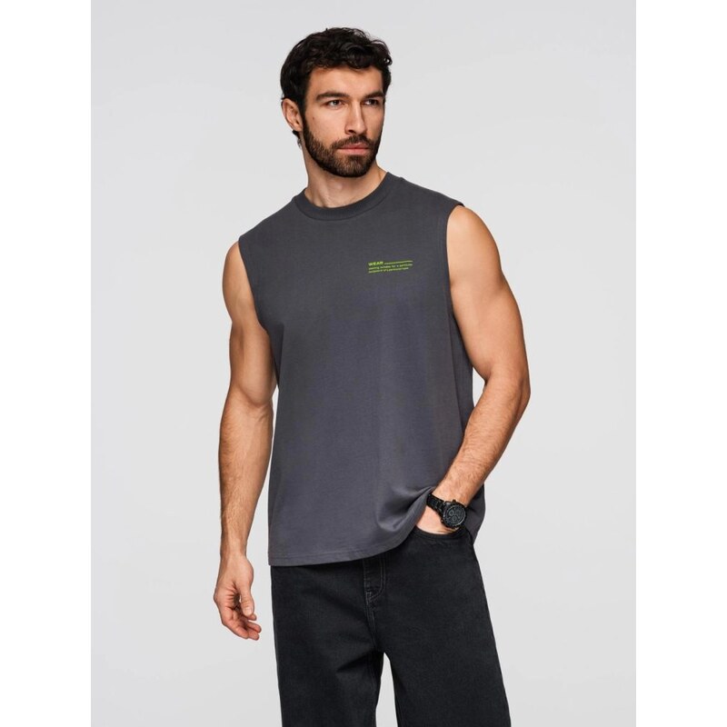 Ombre Clothing Grafitové tílko se širokými ramínky V2 TSTT-0243