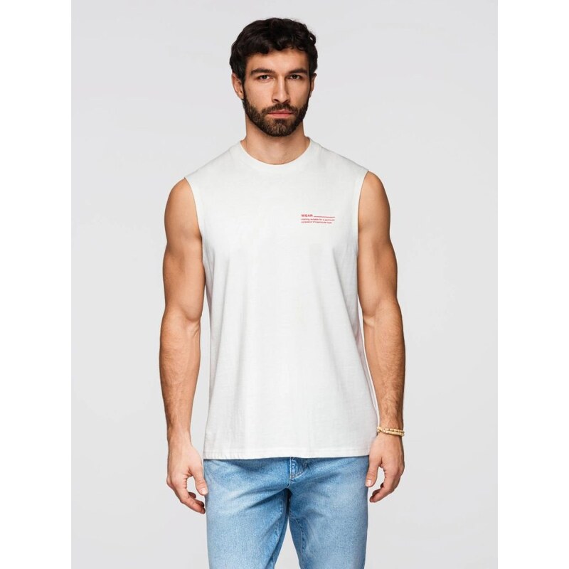 Ombre Clothing Bílé tílko se širokými ramínky V1 TSTT-0243