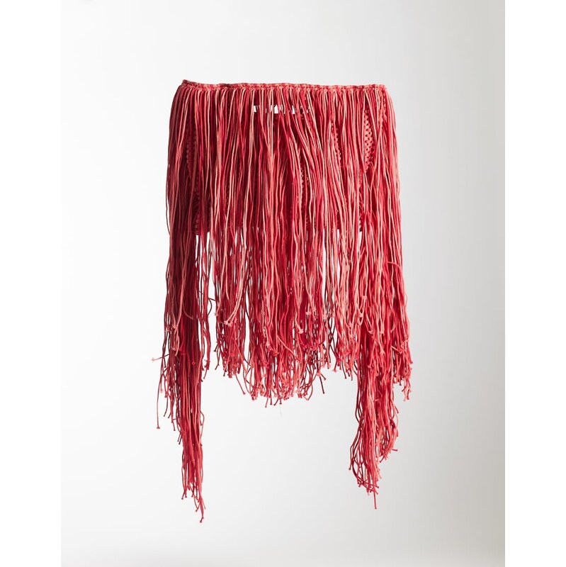 ASOS DESIGN crochet tassel grab clutch bag in pink and red 115493590