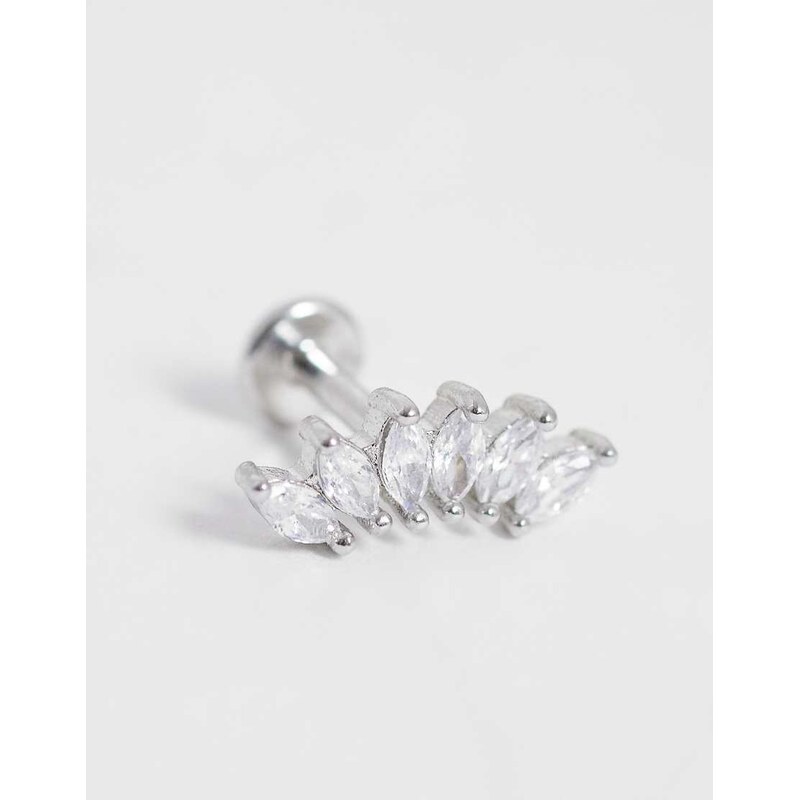Kingsley Ryan gemset petal cluster labret piercing in silver 115493608