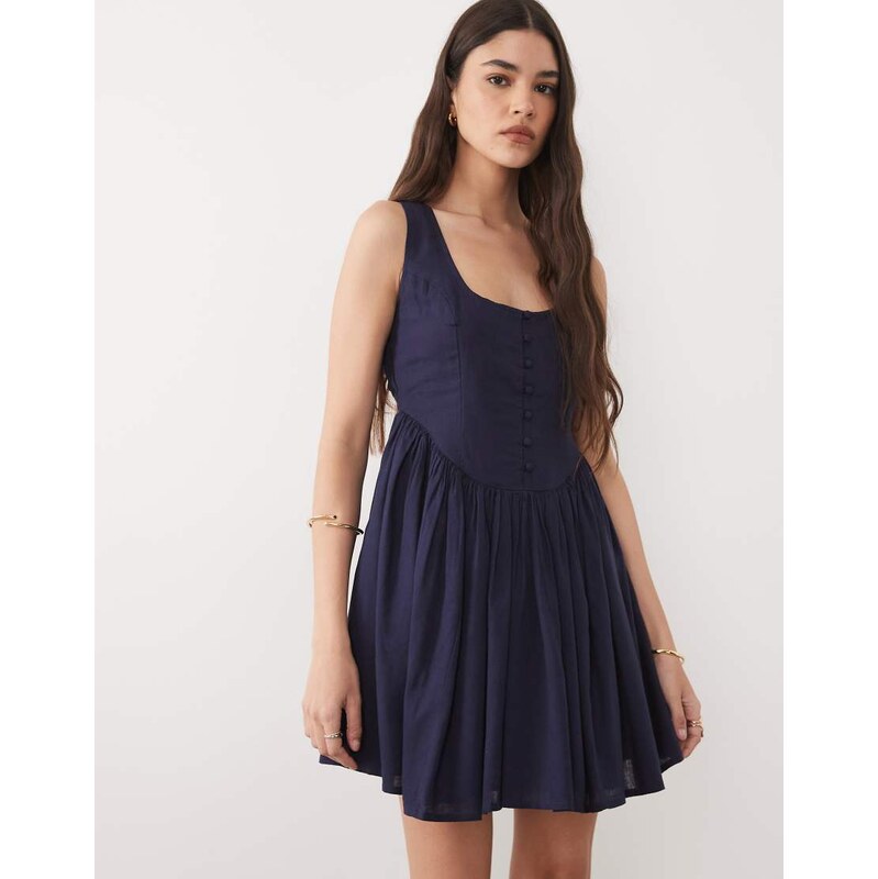 Nobodys Child Cora sleeveless bodice detail ruched skirt mini