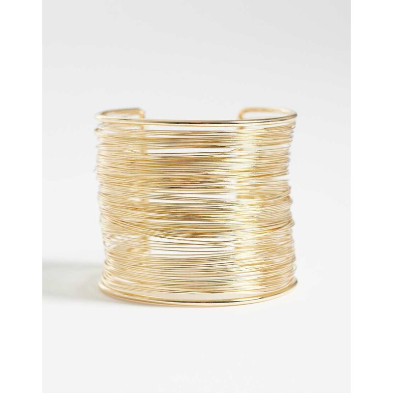 ASOS DESIGN multi-wire cuff bangles in gold tone