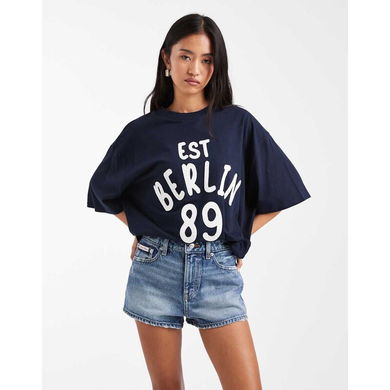 Calvin Klein Jeans distressed denim hot pants in dark wash-Navy 115495621