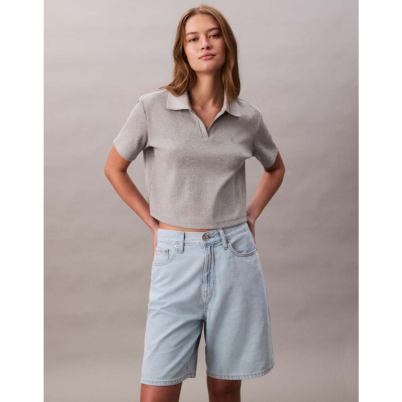 Calvin Klein Jeans relaxed bermuda denim shorts in light wash-Blue 115513091