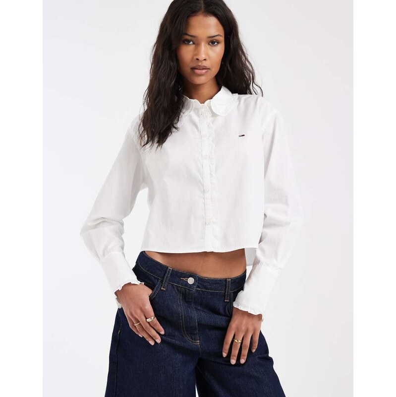 Tommy Jeans ruffled shirt in off white