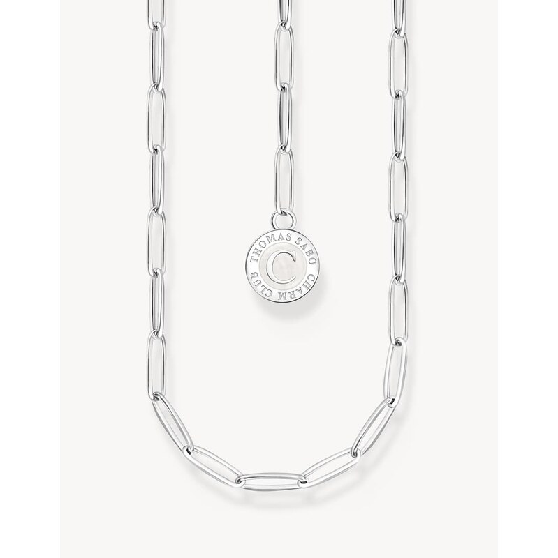 Thomas Sabo Member charm necklace with white charmista disc silver in 115505312