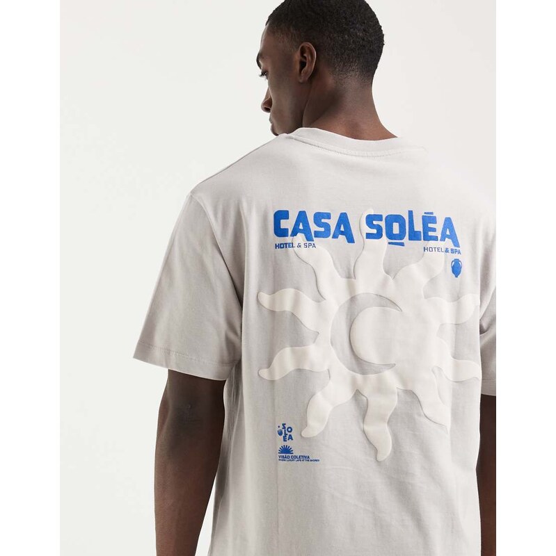 ASOS DESIGN relaxed t-shirt with sun back graphic in grey-Neutral