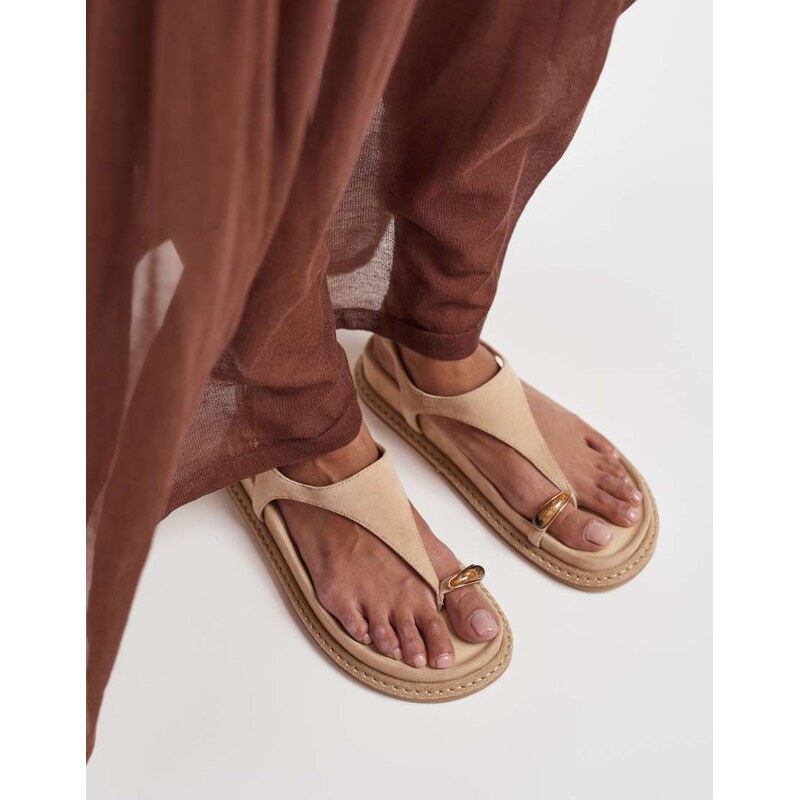 Dolce Vita Stefan toe loop sandals with gemstone in beige suede 115496077