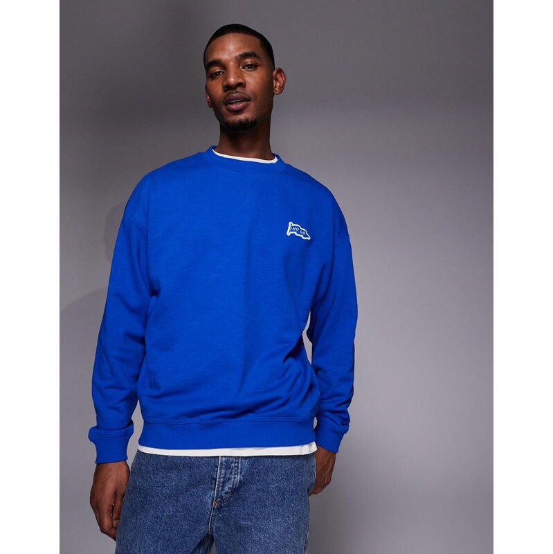 Hugo Blue loose fit sweatshirt in mid blue