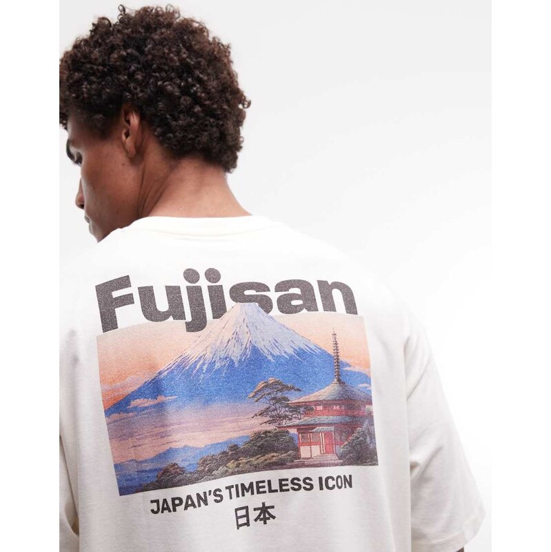 ASOS DESIGN oversized t-shirt with mountain graphic in off white