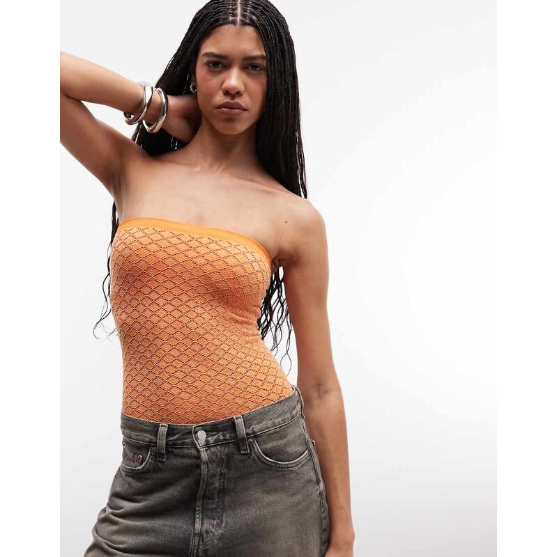 ASOS DESIGN seamless jacquard bandeau in orange