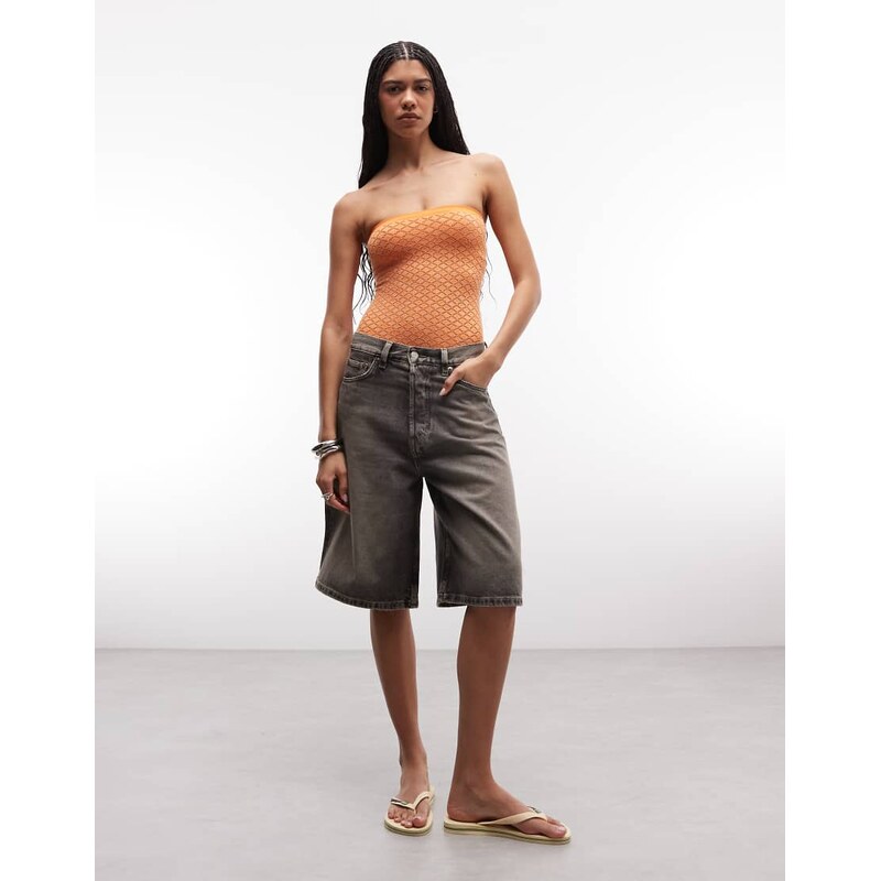 ASOS DESIGN seamless jacquard bandeau in orange