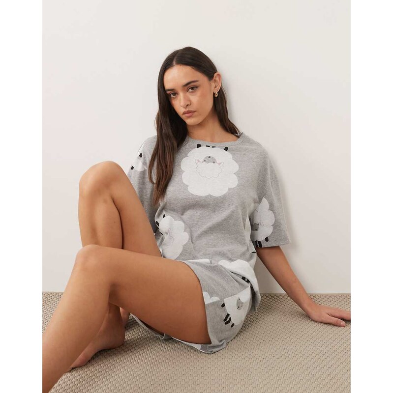ASOS DESIGN oversized short sleeve tee & short pyjama set in