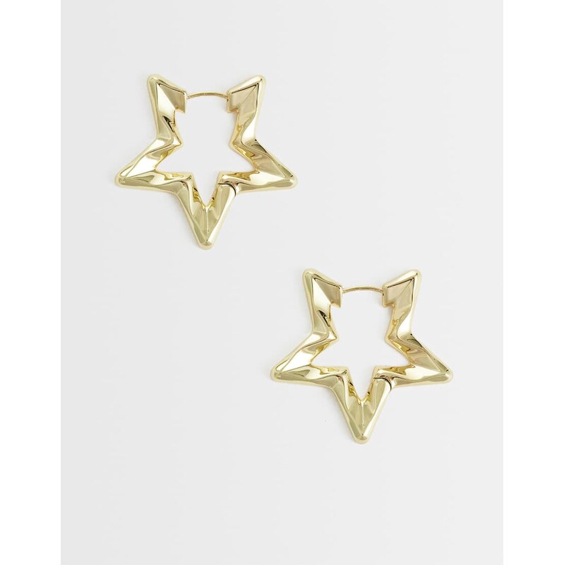 Pieces star shaped hoop earrings in gold tone 115496520