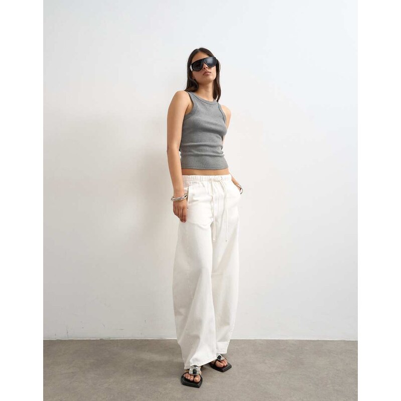 Topshop pull on barrel jean in bone-White