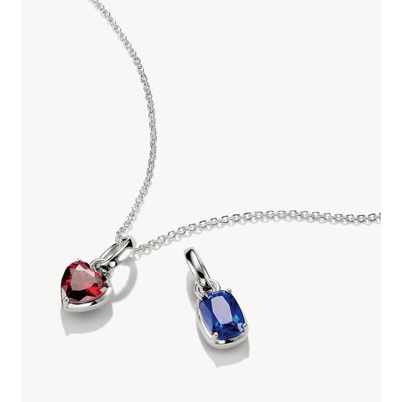 Thomas Sabo Stone Charm pendant in silver, dark-red and blue
