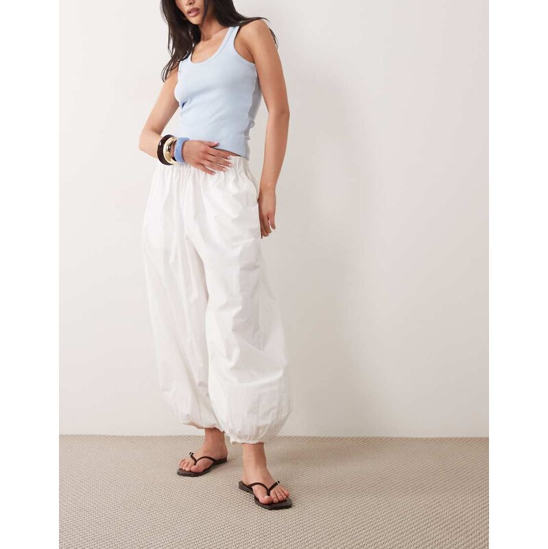 Gina Tricot wide balloon trousers in white