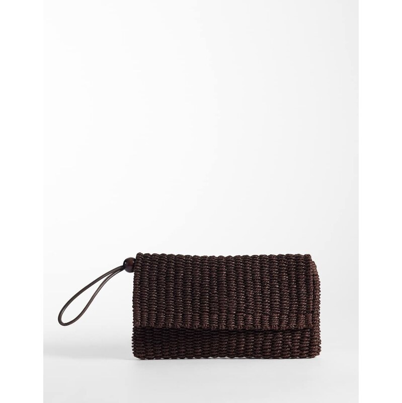 Mango raffia clutch bag in brown 115496588