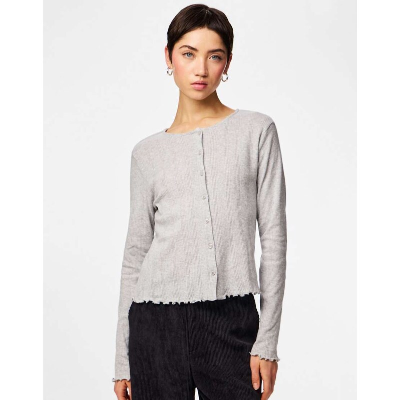 Pieces Cardigan in light grey melange 115523287