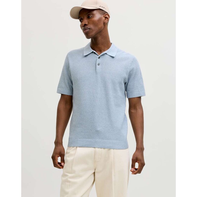 Jack & Jones Knitted polo in ashley blue