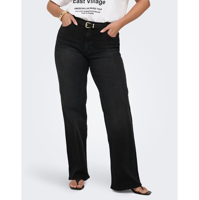 ONLY Curve Wide-fit jeans in washed black