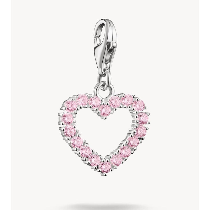 Thomas Sabo Silver charm pendant pink heart original in silver,