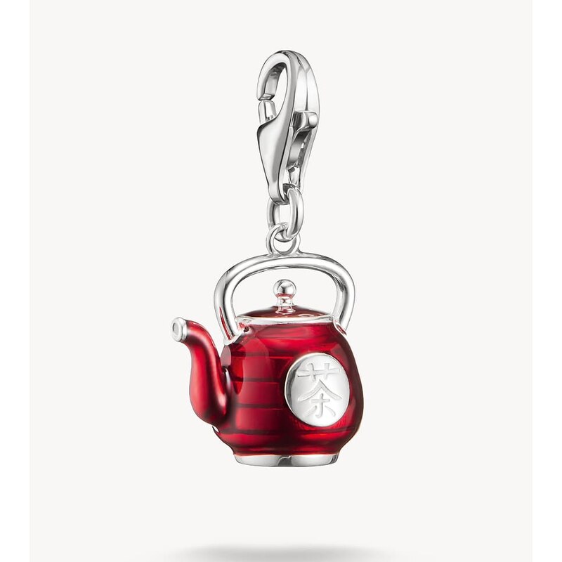 Thomas Sabo Silver charm pendant teapot original in silver, red